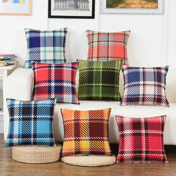 

45x45cm Classic Geometric Checkered Sofa Cushion Cover Cotton Linen Home Office Car Seat Decor Throw Pillowcase