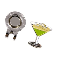 Зажим для шляп для гольфа со съемным магнитным Гольф-маркер с узором из винного стекла персонализированные зажимы для шляп для гольфа оборудование для гольфа