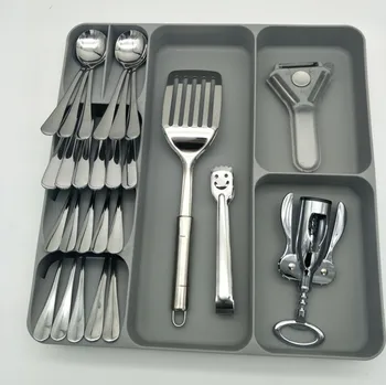 

Plastic Knife Block Holder Drawer Knives Forks Spoons Storage Rack Knife Stand Cabinet Tray Kitchen Fashion Plastic Organizer