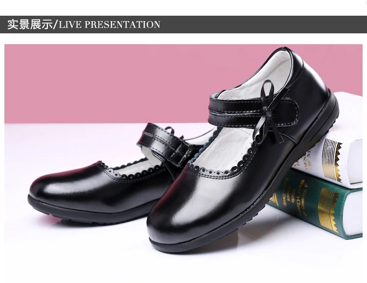 Новая модель весенне-осенней обуви для девочек Студенческая обувь для школьной униформы для маленьких девочек, черно-белые тонкие туфли принцессы