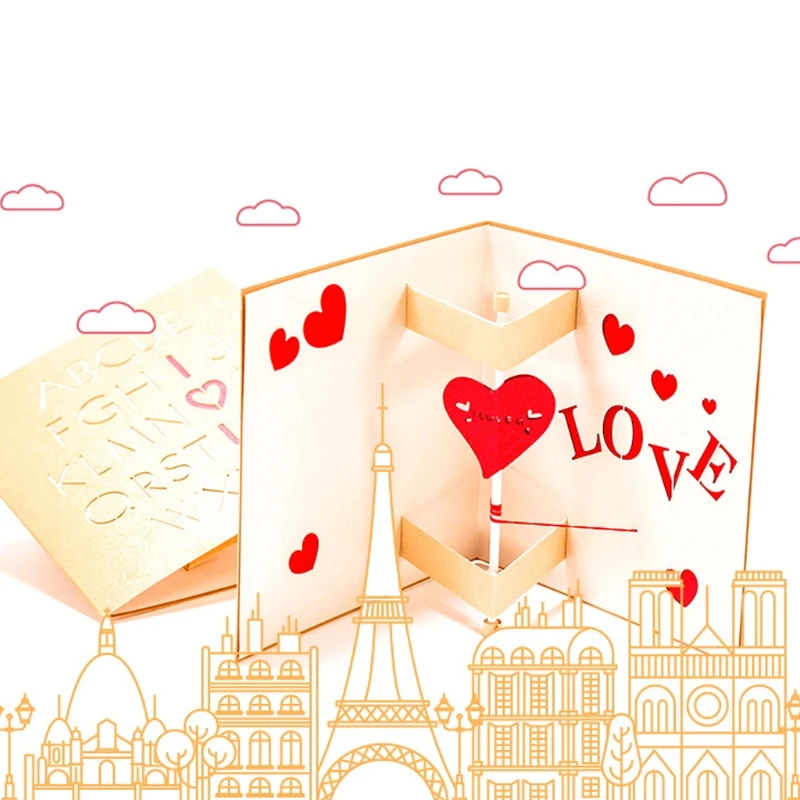  3D Pop Up LOVE Greeting Card Christmas Birthday New Year Invitation D08D - 4.00036E+12