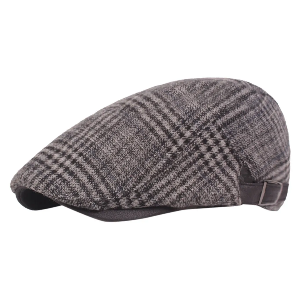 Осенне-зимняя мужская шапка, береты, британский стиль, мягкая Мужская шерстяная Современная плоская кепка плюща, Классическая винтажная клетчатая полосатая кепка, берет