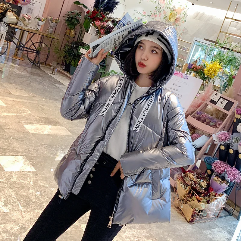 Модные женские парки из искусственного меха Женская пуховая куртка 2019 Глянцевая