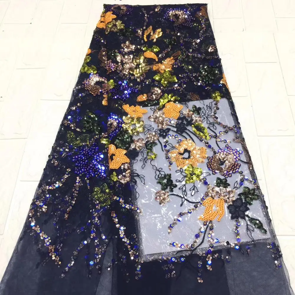 

Роскошная африканская кружевная ткань с блестками, французская сетчатая кружевная ткань с блестками для нигерийской вечеринки, свадьбы TS9622