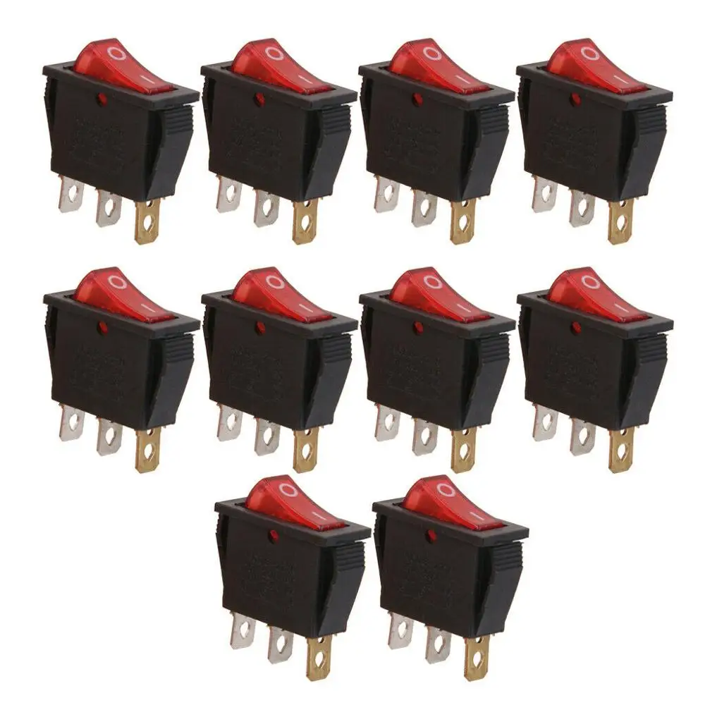 

10 PCS KCD3 Power switch 15A /20A 125V/250V 3 Pin Rocker Switch White's Clear Silicone Waterproof Protect Cover Rectangle