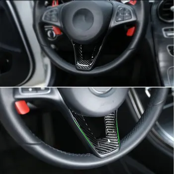 

Car Carbon Fiber U Shape Steering Wheel Panel Frame Cover Sticker Trim For Mercedes Benz C GLC Class W205 X253