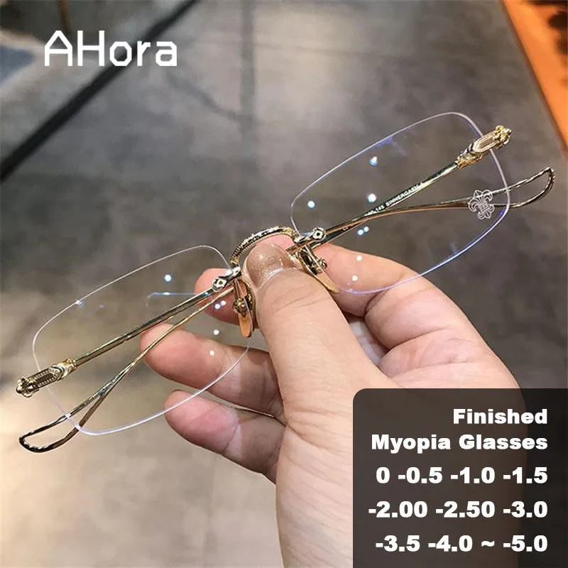 Myopia Glasses Ultralight Rimless Square Frame for Eyeglasses Frames Eyeglass Frames Square Eyeglasses Myopia Glasses Optical Glasses