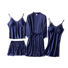 4 шт. женские пижамы с шортами и топ ночная рубашка Пижамные шорты с нагрудники сексуальный спальный костюм пижамы#3