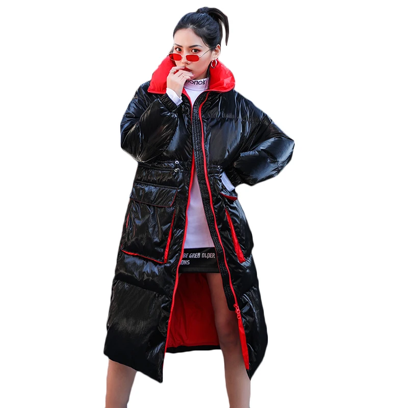 Женская Блестящая парка серебристого цвета зимняя куртка женское утепленное