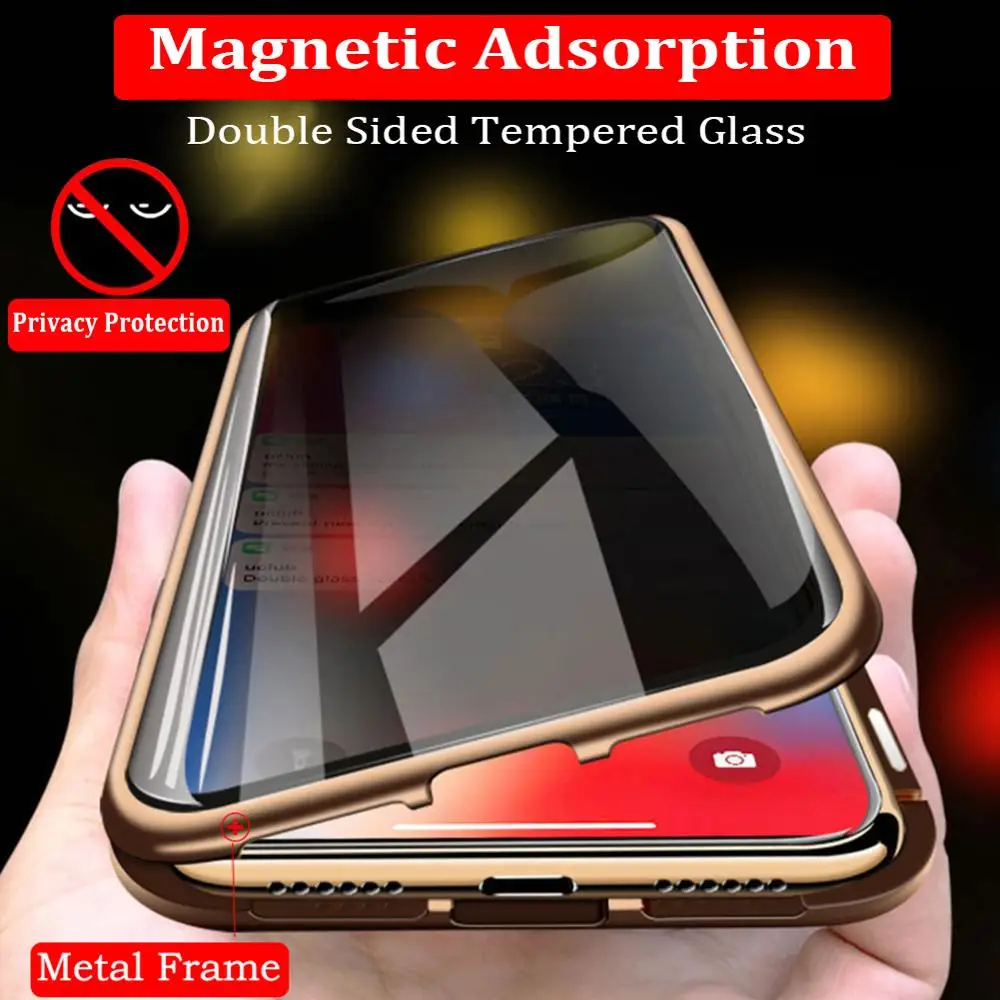 Tempered Glass Cases For Samsung A50 A70 S8 S10 iPhone 7 11 Pro Max X XS XR 8 6 Plus Magnetic Metal Cover Screen Protector | Мобильные