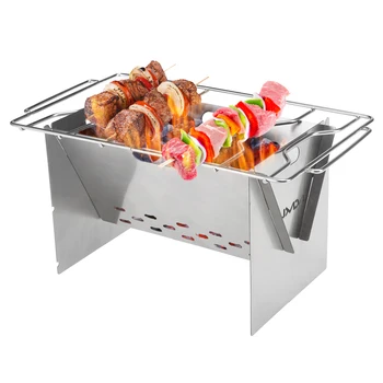 

Lixada Camping Wood Burning Stove Outdoor Portable Folding Stainless Steel Backpacking Cooking Stove with Grill Plate and Bellow
