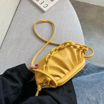 

Chain PU Leather Crossbody Bag For Women 2020 Lady Designer Handbag Candy Color Shoulder Messenger Bag Cloud Bags
