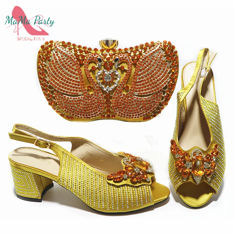 Yellow Color New Design High Quality African Women Shoes and Bag to Match with Platform Pretty Price Sandals for Wedding Party | Обувь