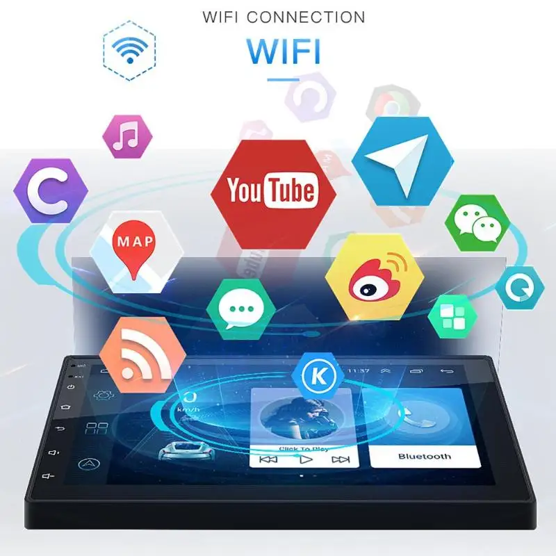 USB Radio Empfänger 7 zoll Android 8.1 Bluetooth Kopf Einheit GPS Navigation Breite Umfang der Anwendung WiFi AUX USB FM Radio USB Radio Empfänger 7 zoll Android 8.1 Bluetooth Kopf Einheit GPS Navigation Breite Umfang der Anwendung WiFi AUX USB FM Radio