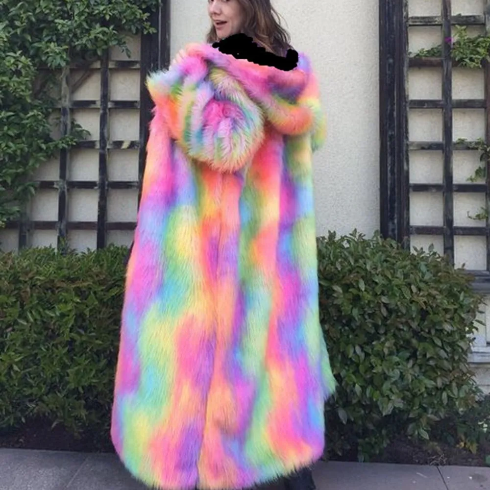 Fall Winter Fashion Multicolor Maxi Faux Bontjas Vrouwen Hooded Thernal Jassen V-hals Kleding Hoodies Bovenkleding Fall Winter Fashion Multicolor Maxi Faux Bontjas Vrouwen Hooded Thernal Jassen V-hals Kleding Hoodies Bovenkleding