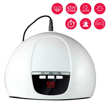 

45W Nail Dryer UV Lamp Manicure Apparatus Nail Dryer Double Light Source Lamp For Gel Polish 30/60/99 Timer Lamp For Gel Polish
