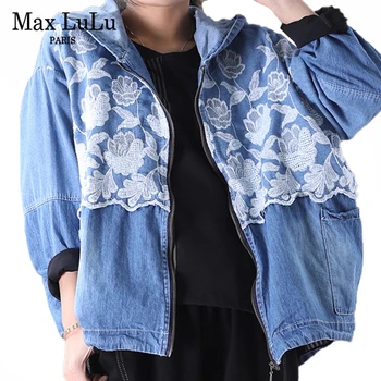 

Max LuLu 2020 Chinese Fashion Style Ladies Spring Denim Jackest Womens Luxury Embroidery Coats Flroal Zipper Clothing Plus Size