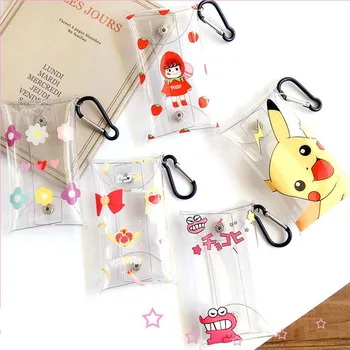 

Fashion Transparent PVC Cartoon Small Key Wallet Case Chain Ring Pouch Car Keychain Housekeeper Women Coin Bag Mini Lipstick Bag