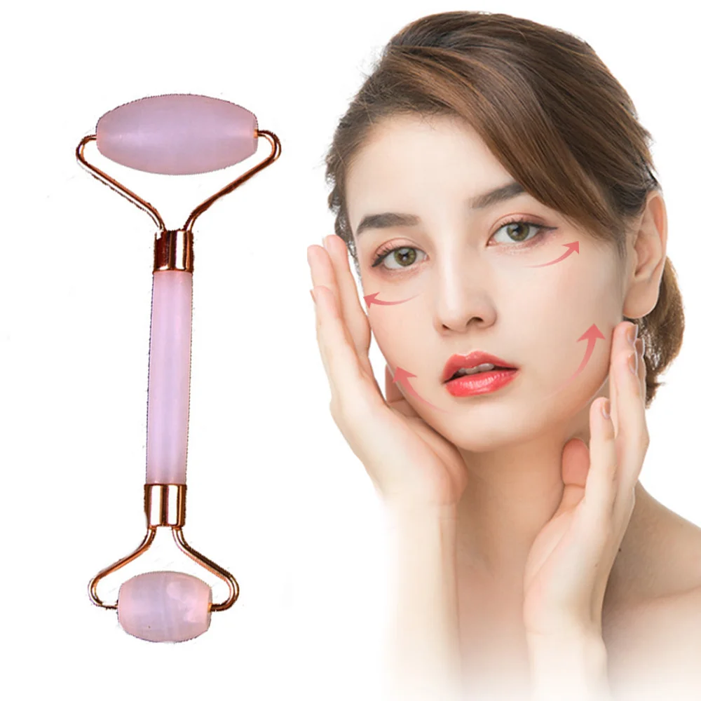 

Cosmetology instrument Natural Jade Beauty Container Double Massage Roller Jade Body Face Eye Powder Crystal Roller Tight Skin