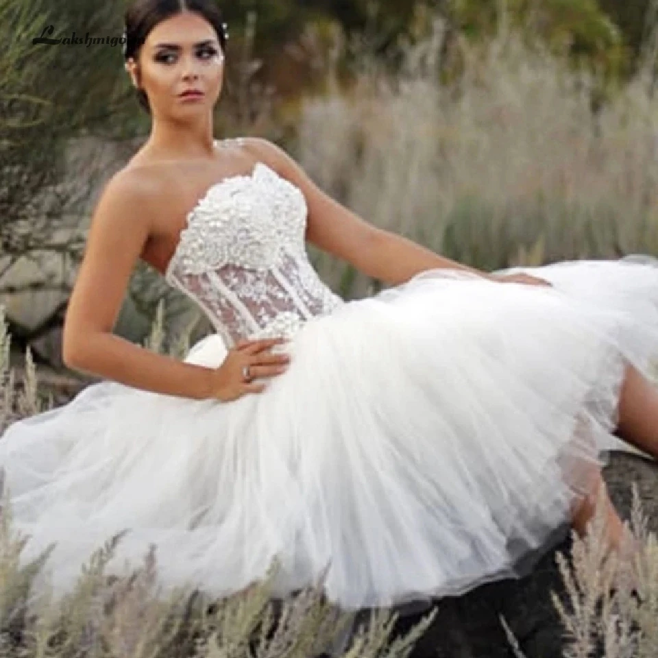 Short beaded wedding dress Clearance