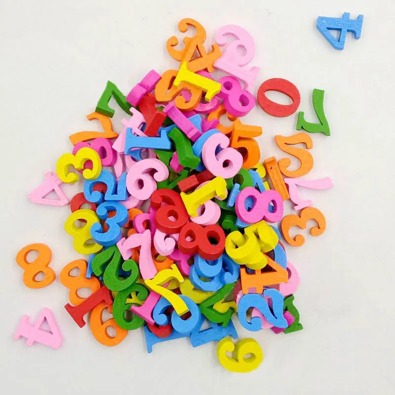 

100Pcs 15mm Button DIY Craft Scrapbook Digital Shape Children Decorative Wooden Buttons Sewing Supplies Appliques Accessories
