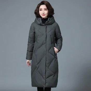 

Oversized warm women's mid-length over the knee thick solid color middle-aged and elderly winter down padded jacket Slim Yes