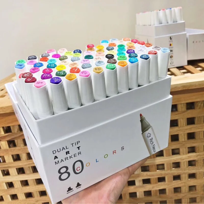 

60/80 Colors Alcohol Marker Pen Set Manga Sketch Brush Pen Markers for Drawing Manga Dual Brush Pen Set for Kids School