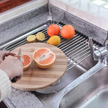 

Foldable leacher sink above the storage rack dish rack kitchen