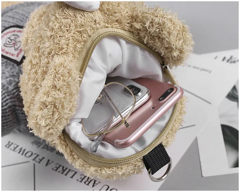 New Cute Brown Teddy Bear Plush Backpack Movie Cartoon Bear in Clothes Toys Dolls Key Phone Coin Bags Schoolbag Gift for Kids Girls  (10)