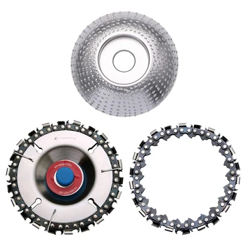 

Wooden Engraving Disc (10.16 cm, 22 Teeth, Replacement Chain) and Tungsten Grinder-Shaped Disc Anti-Twisting Double Sawtooth Sha