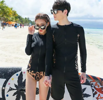 

Couple Rash Guards Swimming Swimwear Women Bodysuit Bikinis For 2019 Summer Beach Womens Long Sleeve Surfing Clothes Outdoors