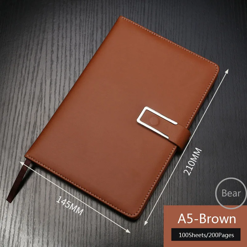 Brown Кожаный блокнот для путешествий с пряжкой и логотипом А5 - Цвет: Brown