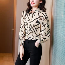 

Fashion Women's Shirt Printed Floral Tops for Women Striped Long Sleeve Top Woman Button Up Polo Neck Autumn 2022 Basic Clothing