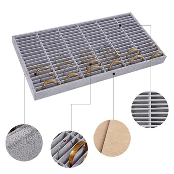 

Multi-Purpose Velvet Jewelry Display Tray Bracelets Bangles Pendants Rings Gemstone Storage Showcase Organizer Case Container