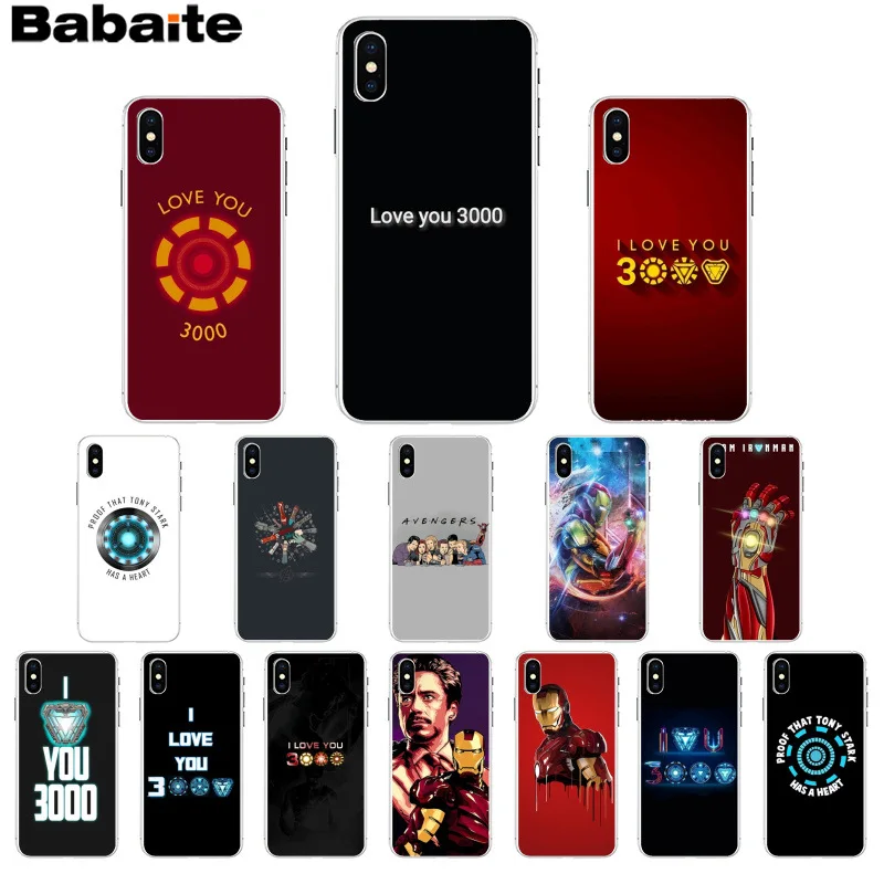

Babaite Tony Stark I love you 3000 Pattern TPU Soft Cell Phone Case for iPhone 8 7 6 6S Plus 5 5S SE XR X XS MAX Coque Shell
