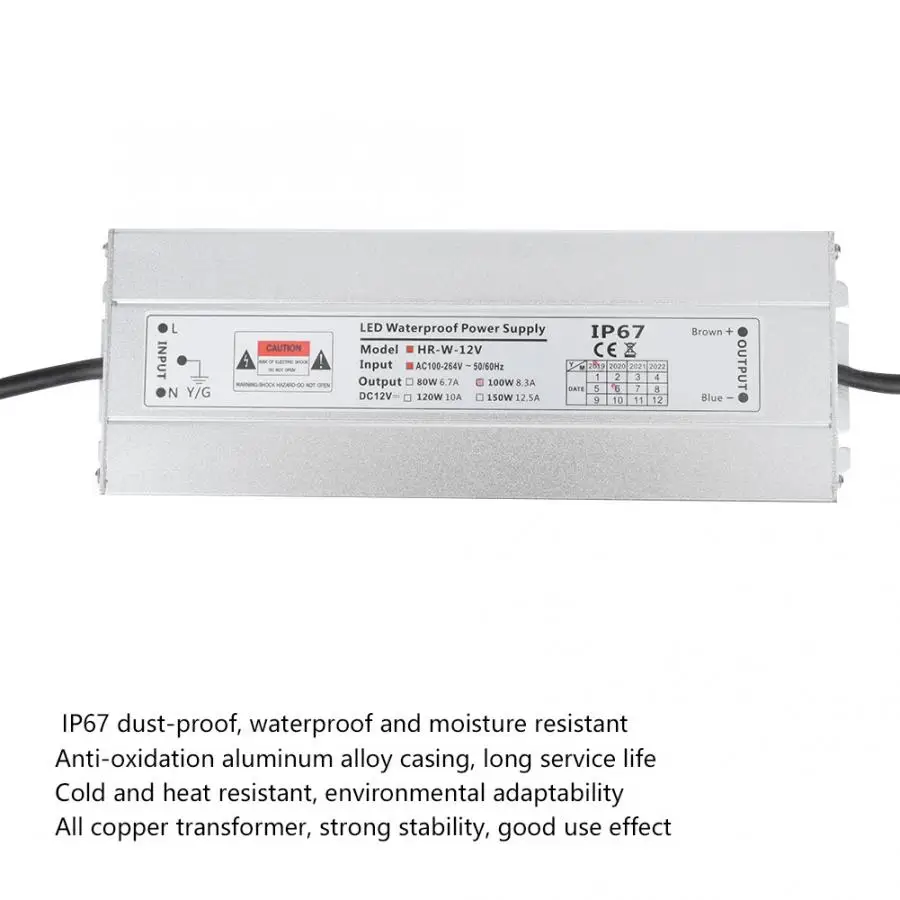 Модуль питания IP67 Водонепроницаемый светодиодный выключатель питания AC к DC 12V 8.3A 100W для светового короба/световая полоса регулируемая