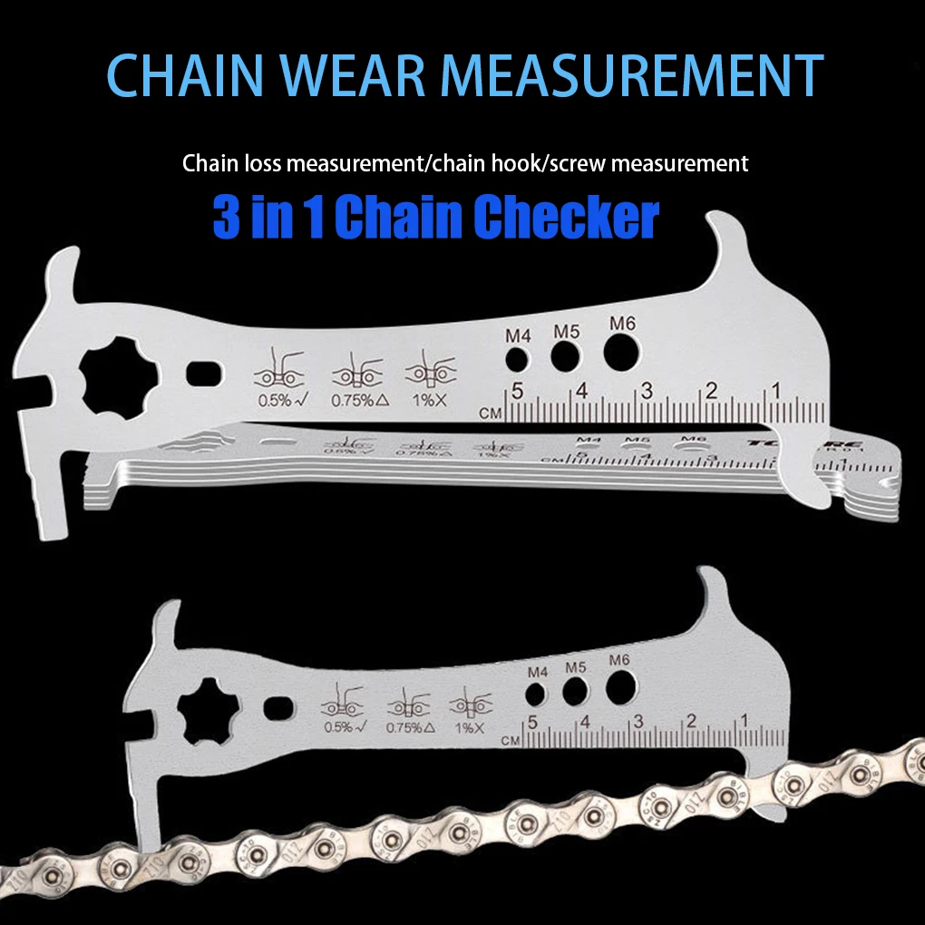 Stainless Multifunction 3 in 1 Bike Chain Checker MTB Bike Road Bicycle