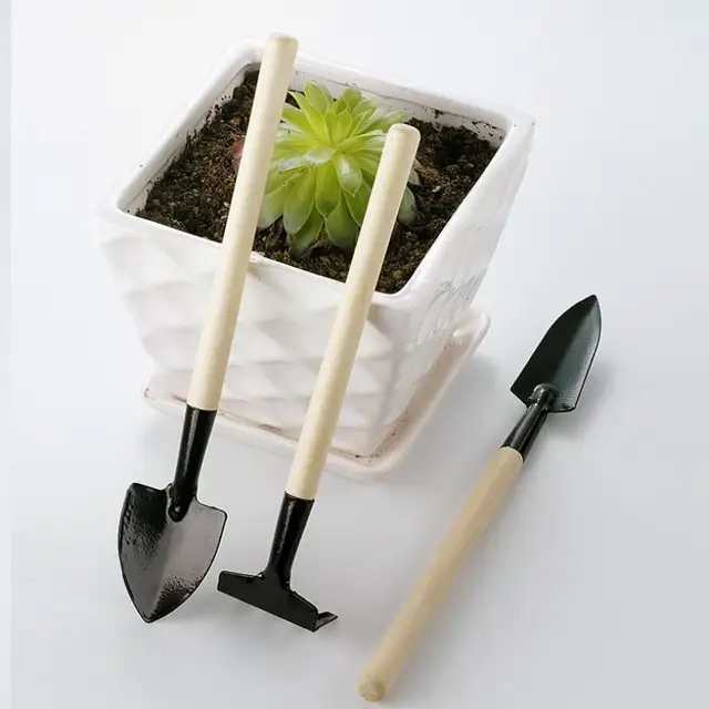 Rozsdamentes Acél Otthoni Kertészeti Szerszámkészlet Erkély Mini Ásó Öltönyök Háromrészes Lapát Rake Kerti Szerszámok Kombinációja - Image 4