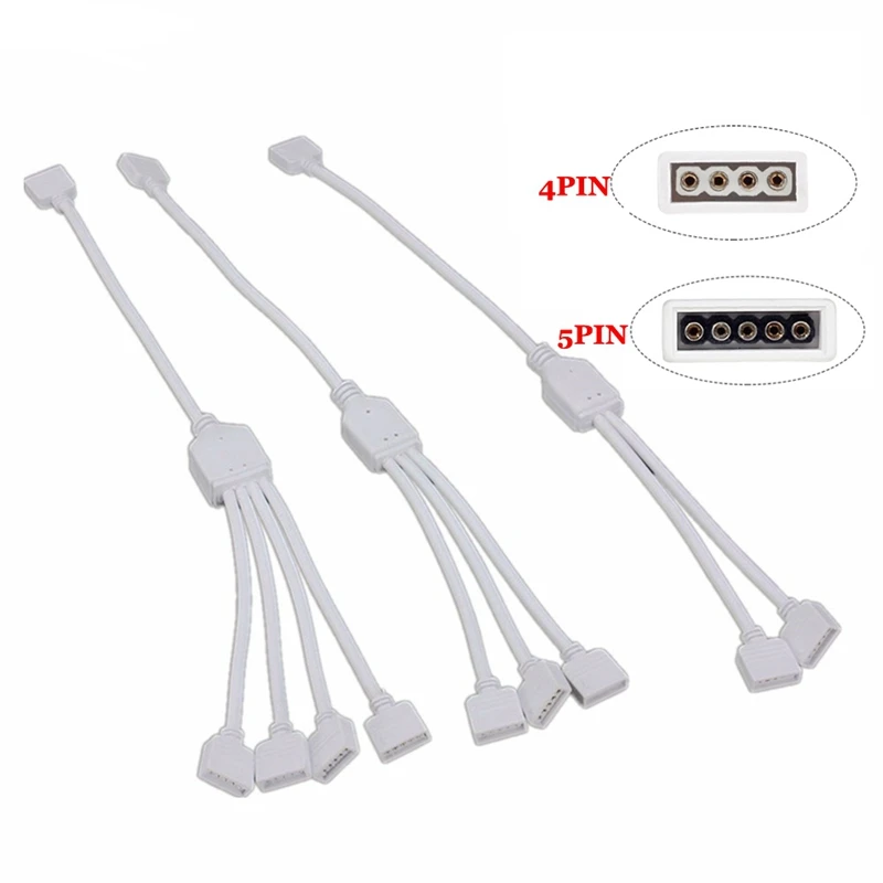 

DHL 4 Pin 5 Pin RGB Led Connector Cable 1 to 2/ 1 to 3/ 1 to 4 RGB RGBW 4Pin 5Pin Splitter Cable for 3528 5050 LED Strip light