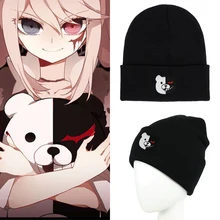 

Anime Danganronpa Monokuma Embroidery Knitted Hat Black White Bear Beanies Enoshima Junko Cosplay Winter Skull Cap Kid Girl Gift