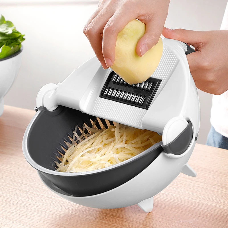 

Multifunction Vegetable Slicer Cutter with Drainer Basket Mandoline Chopper Potato Carrot Grater Kitchen Fruit Vegetable Tool