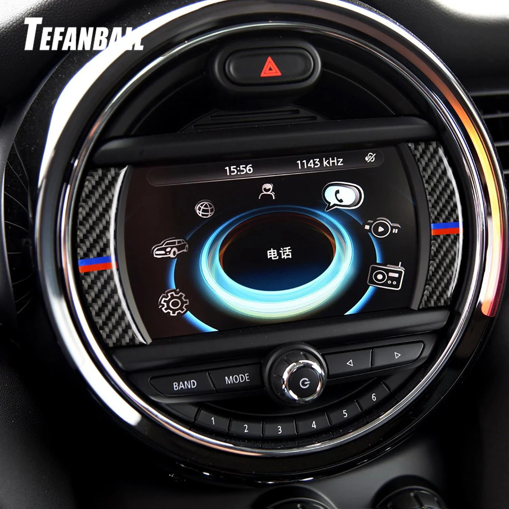 Tefanball углеродного волокна для Mini Cooper Countryman F56 F60 Аксессуары для автомобильной консоли навигационный экран Рамка отделка внутренние наклейки