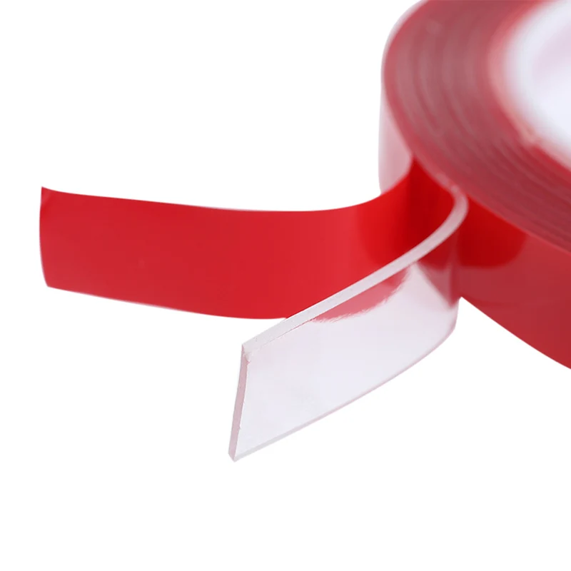 

10mm*3M Strong Acrylic Adhesive PET Red Film Clear Double Side Tape No Trace For Phone Tablet LCD Screen Glass Car Sticker