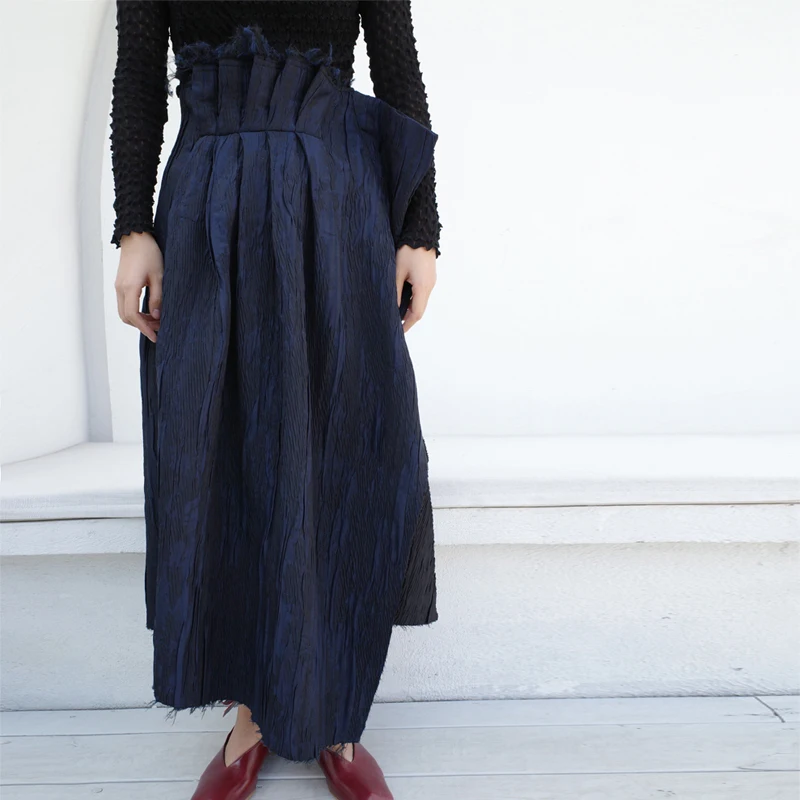 

Asymmetric pleated skirt high waist MIYAKE pleats skirts free shipping