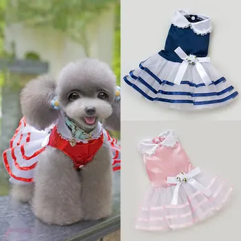 

Summer Dog Lace Tullle Dress Pet Dog Clothes For Small Dog Party Birthday Wedding Bowknot Dress Puppy Costume Spring Pet Clothes
