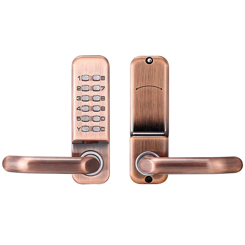 

Home Office Smart Door Lock Mechanical Password Lock Digital Security Mechanical Button Password Security System Red Bronze