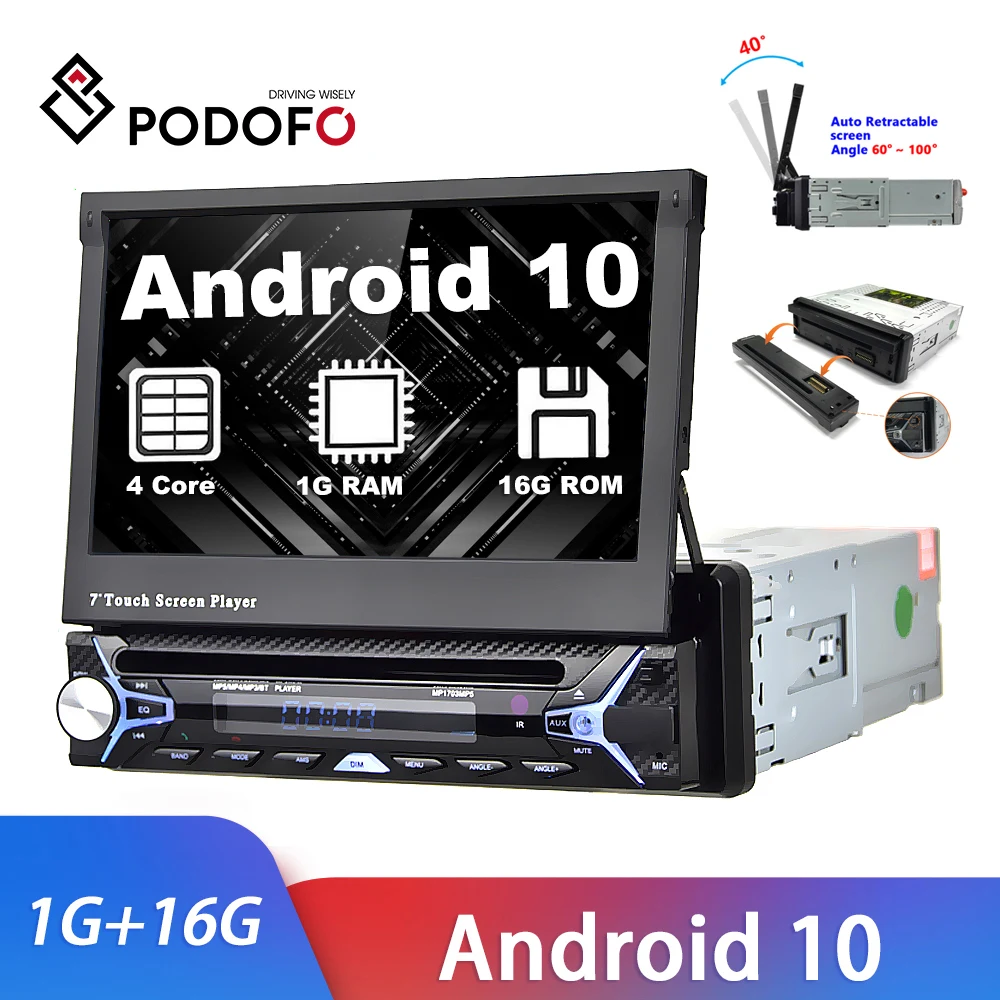Автомагнитола Podofo универсальный автомобильный мультимедийный плеер на Android 10 0 с