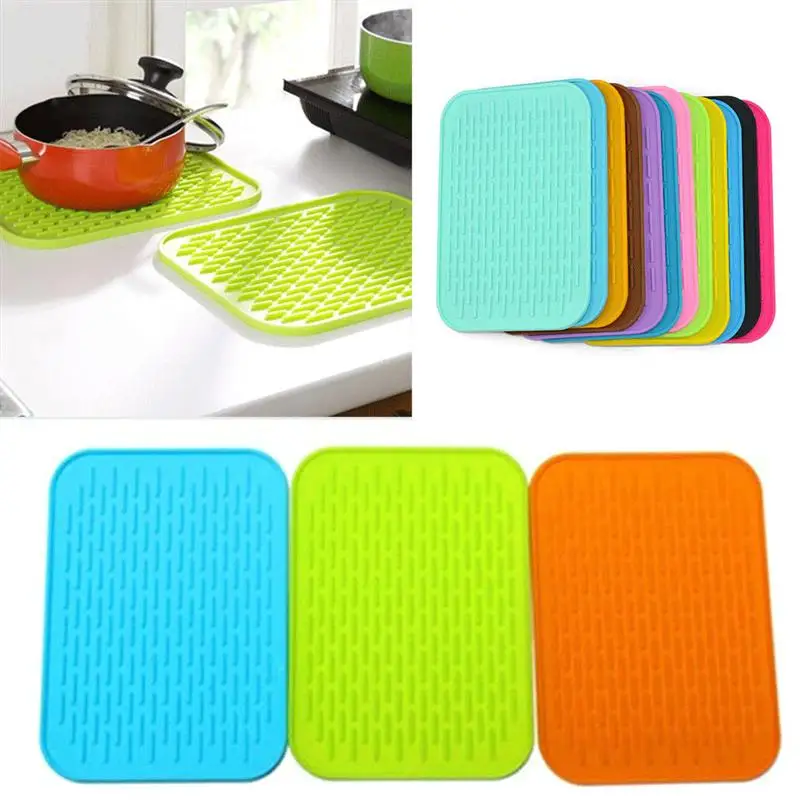 Non-Slip Heat Resistant Mat Colorful Silicone Coaster Cushion Placemat Pot Holder Hot Pad Table Silicone Mat Kitchen Accessories