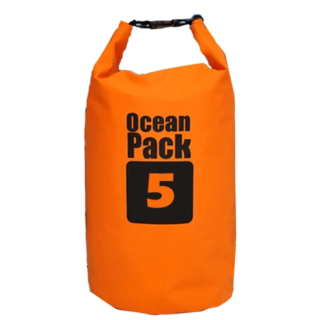 PVC Waterproof Bag 5L 10L 20L Outdoor Swimming Bag Diving Compression Storage  Dry Bag For Man Women Kayaking Backpack Orange 5L