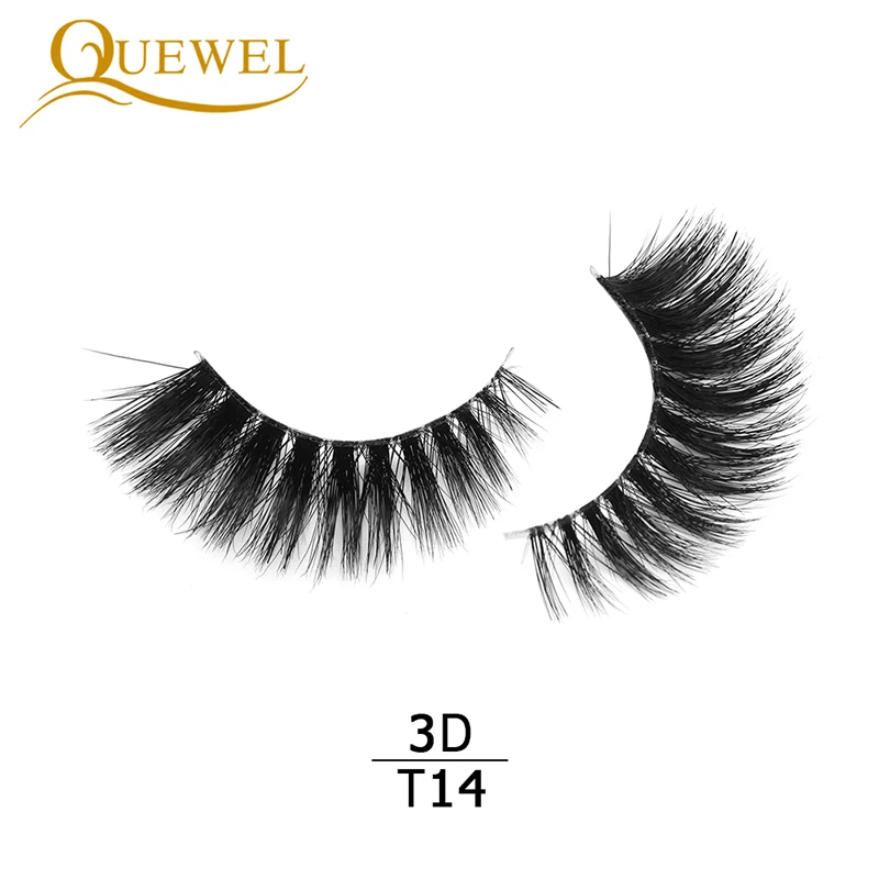 3D-T14 Quewel норковые накладные ресницы 3D невидимые тонкие Ленточные ресницы прозрачные Ленточные ресницы многоразовые длинные толстые Популярная Косметика Инструмент - Цвет: 3D-T14